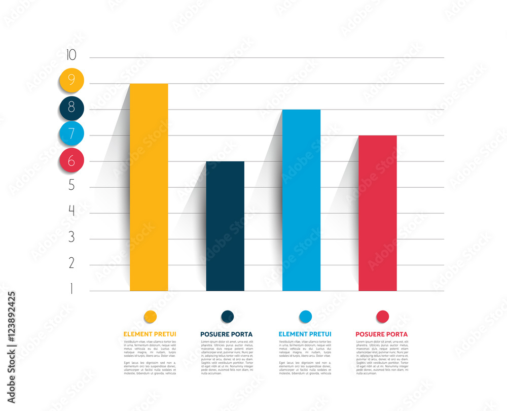 Poster example of business flat design graph. infographics chart.