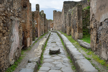 Restored ruins in the ancient city Pompeii