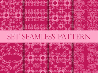 Set of seamless pattern in retro style of the Baroque. Victorian seamless pattern. Classic designs. Vector illustration.