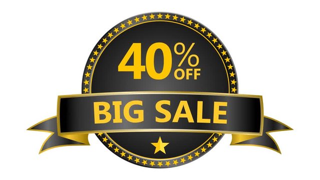 Big Sale motion tag. Discount and special offer. 40% off. 4K Black Friday animation online shopping banner. Include PNG + Alpha channel.