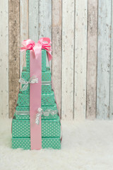 Christmas presents in pastel colors
