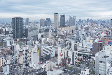Fototapeta na wymiar Skyline of Osaka city, Japan