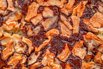 Apple pie with apple slices, top view