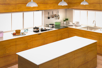 kitchen interior with empty counter