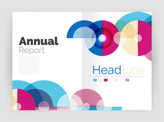 Fototapeta premium Transparent circle composition on business annual report flyer