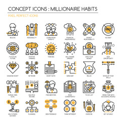 Millionaire Habits , Thin Line and Pixel Perfect Icons