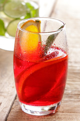 fresh fruit punch with orange slice for refreshment