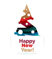 Christmas and New Year geometric banner with text