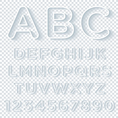 Outline Alphabet Set With Shadow - 123896615
