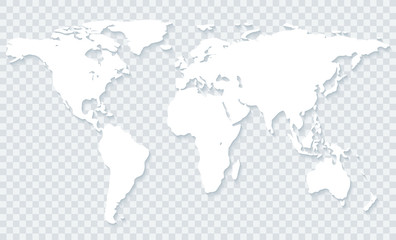 World map on transparent background - obrazy, fototapety, plakaty