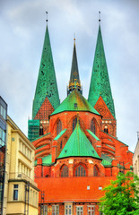 Fototapeta na wymiar View of St. Mary's Church in Lubeck - Germany