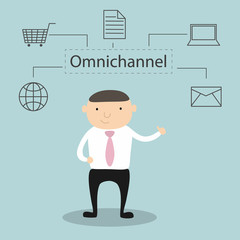 The concept of Omnichannel between devices to improve the performance of the company. Innovative solutions in business. vector illustration
