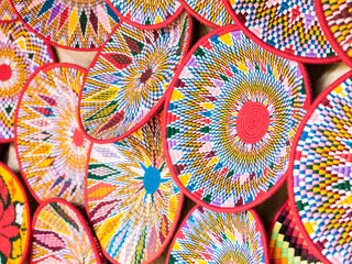 Fotobehang Ethiopian handmade Habesha baskets sold in Axum, Ethiopia. © MagdalenaPaluchowska