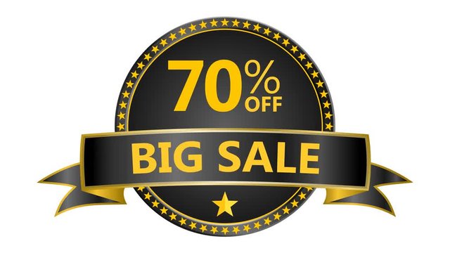Big Sale motion tag. Discount and special offer. 70% off. 4K Black Friday animation online shopping banner. Include PNG + Alpha channel.