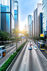 busy urban traffic of hong kong downtown district,china.