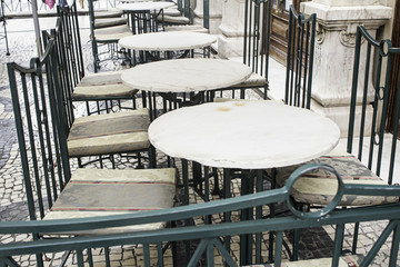 Terrace of a bar on the street
