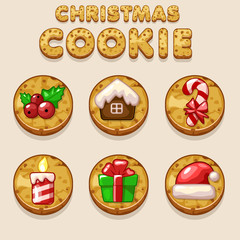 Set Cartoon Christmas cookies, biskvit food icons in icons