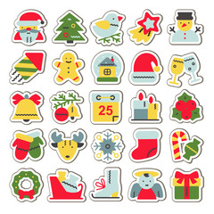 Vector set of flat icons for Christmas and new year.