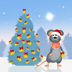 mouse and funny Christmas tree