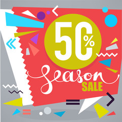 season sale, vector discount banner, flyer, card design template