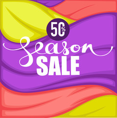 season sale, vector fabric background with lettering composition