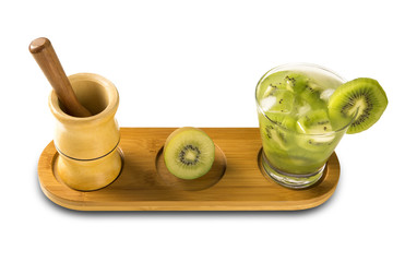 Kiwi Fruit Caipirinha of Brazil on white background