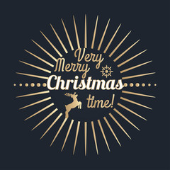 Very Merry Christmas time lettering. Golden Congratulations card.