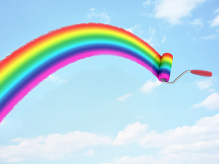 Obraz na płótnie Canvas Rainbow paint on sky