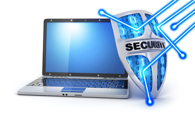 laptop and shield