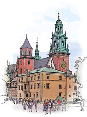 Fototapeta Krakow. Poland. The Wawel Cathedral, Katedra Wawelska in Polish, was the coronation site of Polish monarchs and remains Poland's most important national sanctuary. obraz