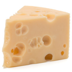 Cheese block isolated on white background cutout