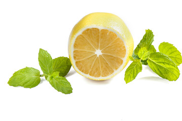 Slices of fresh lemon isolated on white background