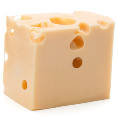 Cheese block isolated on white background cutout