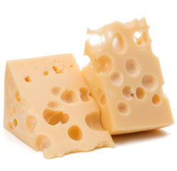 Cheese block isolated on white background cutout