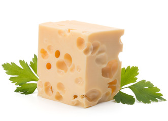 Cheese block isolated on white background cutout