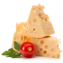 Cheese block isolated on white background cutout