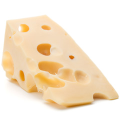 Cheese block isolated on white background cutout