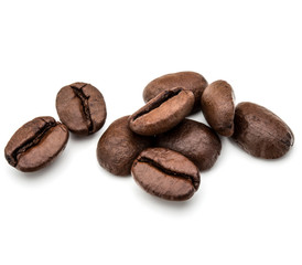 roasted coffee beans isolated in white background cutout