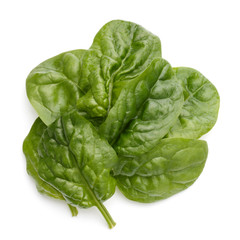 Baby spinach leaves isolated on white background cutout