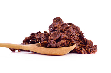 Corn flakes shock chocolate isolated on white background.