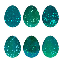 Watercolor Easter eggs set. 