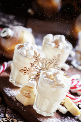Sweet dessert with white chocolate, Christmas or New Year's comp