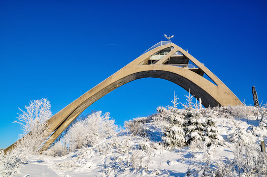 ski-jump in winterberg at wintertime, germany