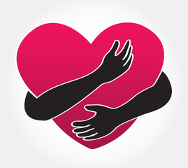 Obraz premium hugging heart vector , Hug yourself , Love yourself