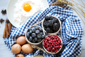 Recipes berry pie top view.