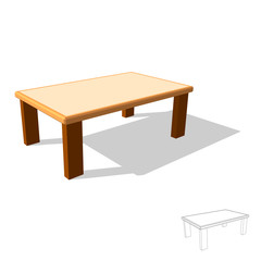 Table. Isolated on white. 3d Vector illustration.