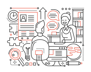 Job Interview - line design composition