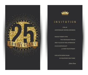 25th anniversary decorated greeting card template.