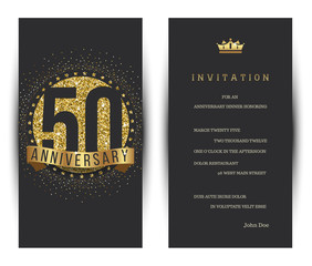 50th anniversary decorated greeting card template.