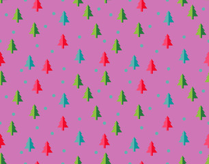 Christmas trees Seamless pattern for new year greeting card/wallpaper background. Vector Illustration.